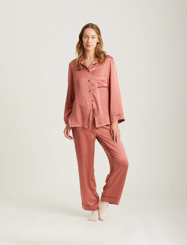 Audrey Pure Silk Full Length PJ | Papinelle Sleepwear US