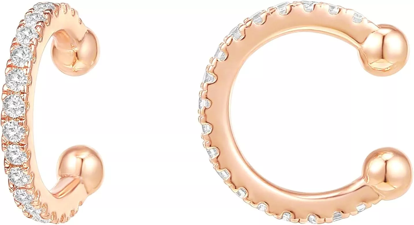 PAVOI 14K Gold Plated Sterling Silver Post V-Shaped Huggie Earrings - Cubic  Zirconia Studded Small Hoop Earrings for Women in Rose Gold, White Gold