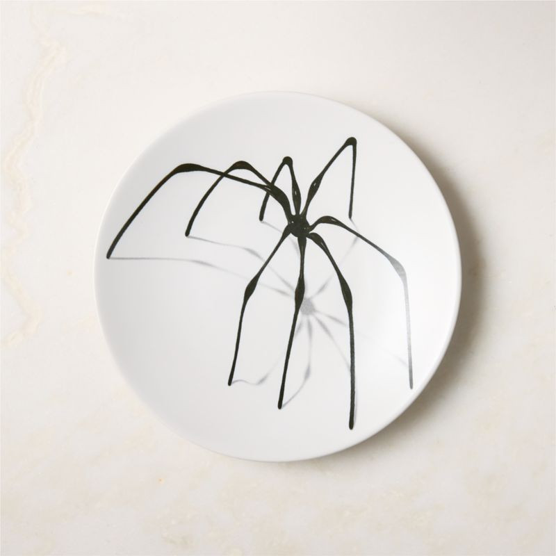 Huntsman White with Black Spider Appetizer Plate | CB2 | CB2