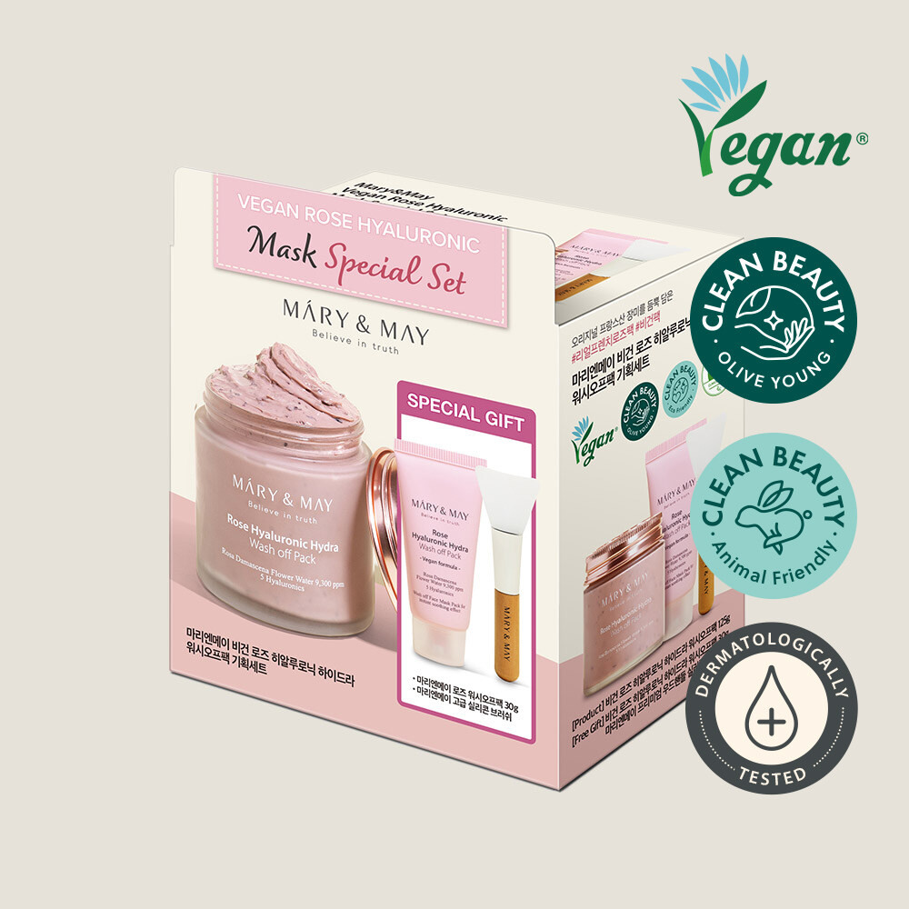 Mary&May Vegan Rose Hyaluronic Hydra Wash Off Pack Special Set (125g+30g) | OLIVE YOUNG Global | Olive Young Global