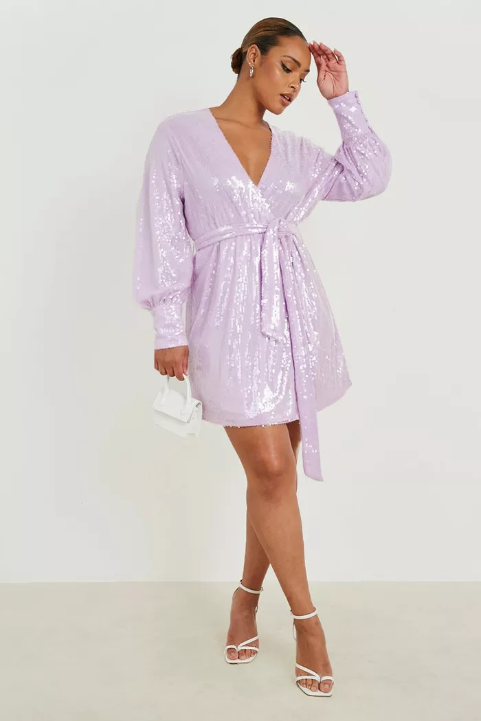 Plus Sequin Wrap Dress | boohoo (US & Canada)