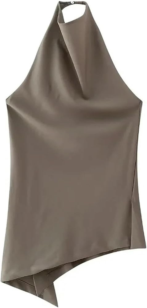 Women's Flowing Asymmetric Tank Tops, Halter Neck, Sleeveless, Female Camis, Fashion | Amazon (US)
