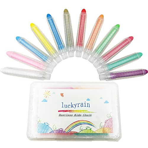 luckyrain Non-toxic Dustless Chalk with Holder for Kids Washable Chalk Art Tool for Blackboard Toddlers Art Play,12PCS | Amazon (US)