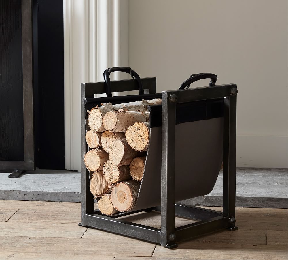 Indoor/Outdoor Industrial Fireplace Log Holder | Pottery Barn (US)