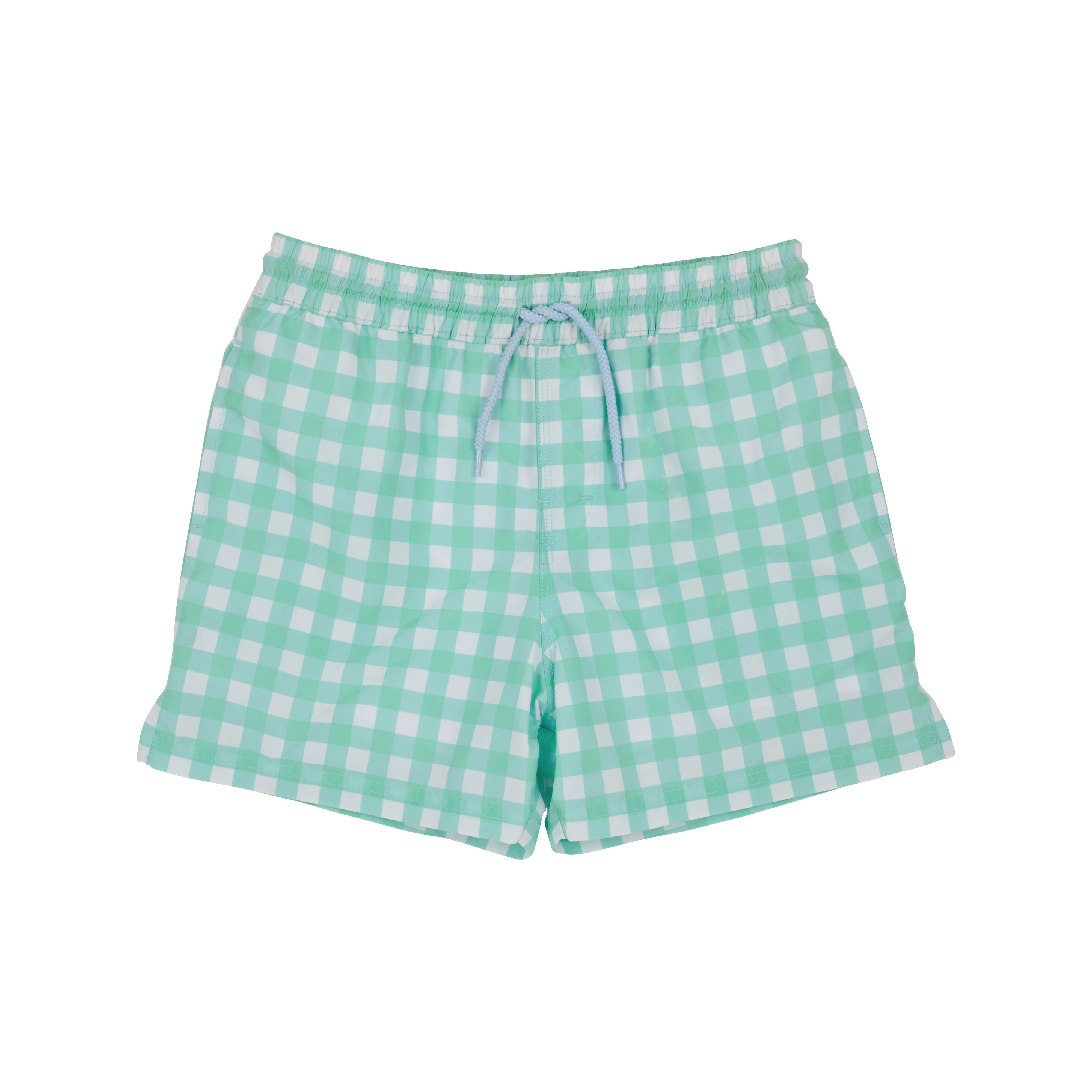 Tortola Trunks - Sea Island Seafoam and Grace Bay Green Gingham with Beale Street Blue | The Beaufort Bonnet Company