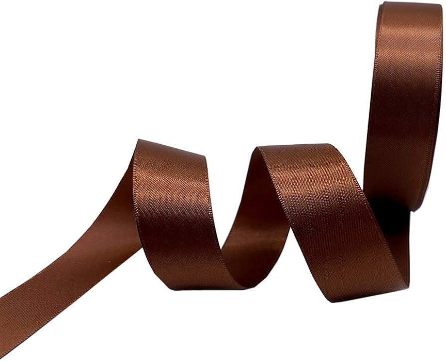1 Inch Wide Double Face Satin Ribbon No Fading Woven Ribbon - 25 Yard (870-Brown) | Amazon (US)