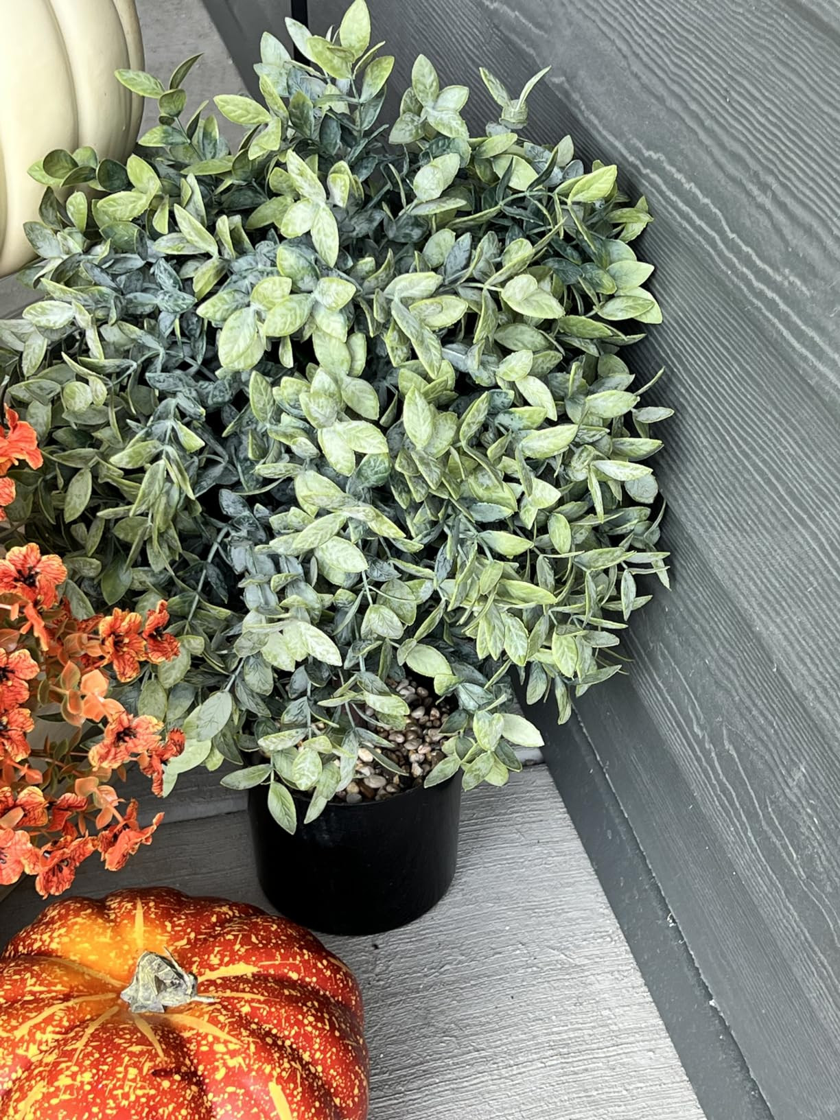 Artificial Topiaries Boxwood Trees 2 Packs for Front Porch(22" T,13" D)- 4 Layers Faux Ball Plant... | Amazon (US)