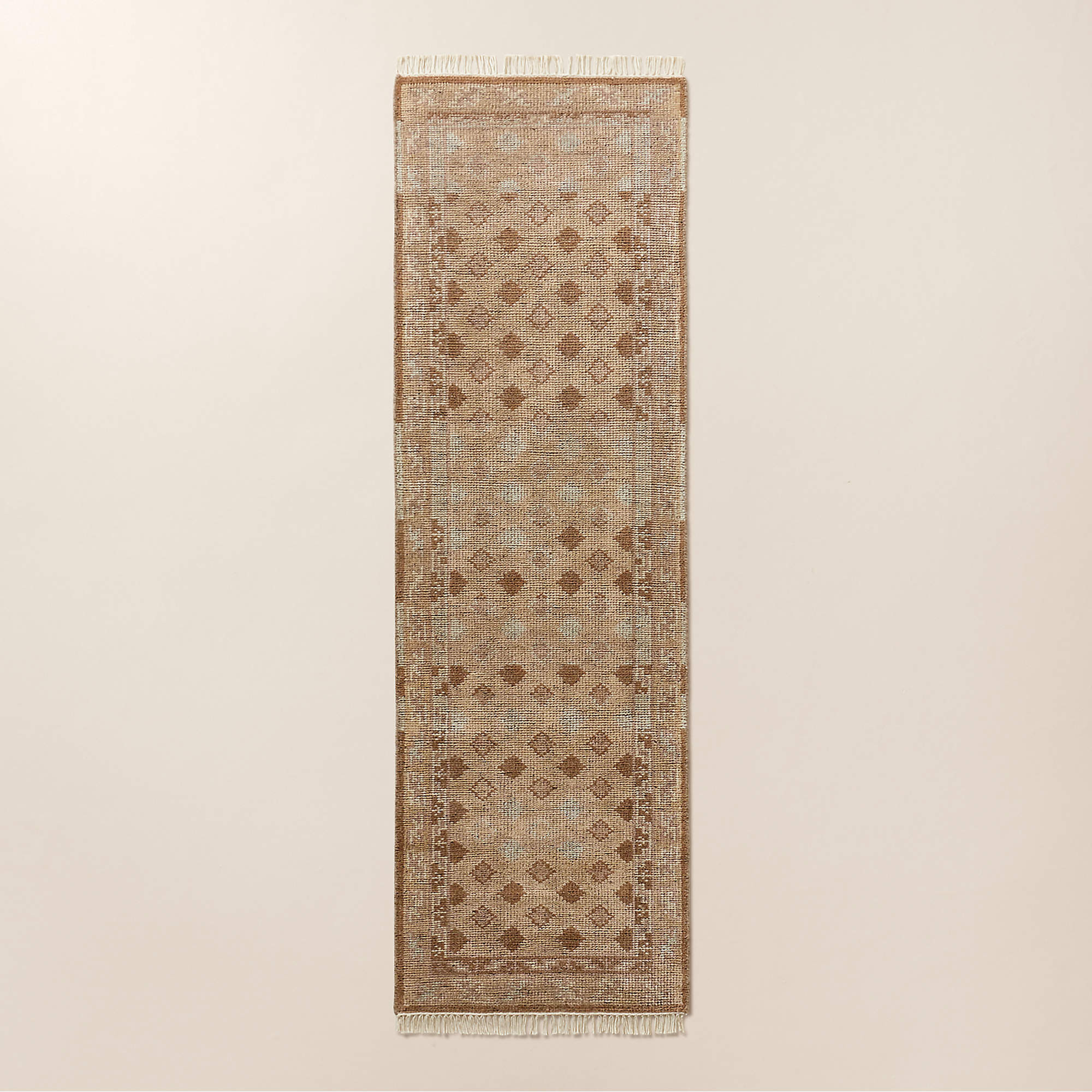 Lance Hand-Knotted Light Brown Wool and Nylon Perfomance Runner Rug 2.5'x8' | CB2 | CB2