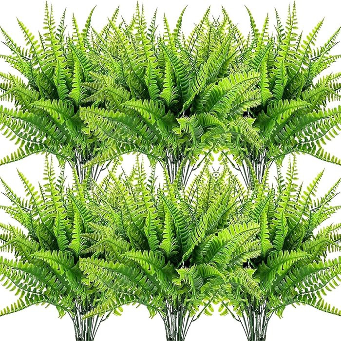 SzJias Artificial Ferns for Outdoors Fake Fern Plant Faux Boston Fern for Patio Porch Outdoor Pla... | Amazon (US)