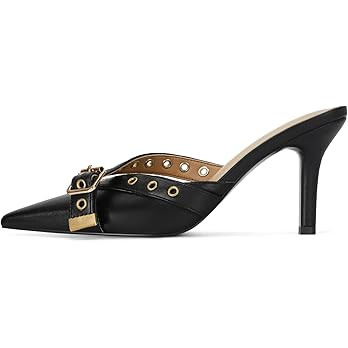 Dsevht Black Kitten Heels for Women Pointed Closed Toe Dressy Bow Heel Vintage Heeled Mules Sexy ... | Amazon (US)