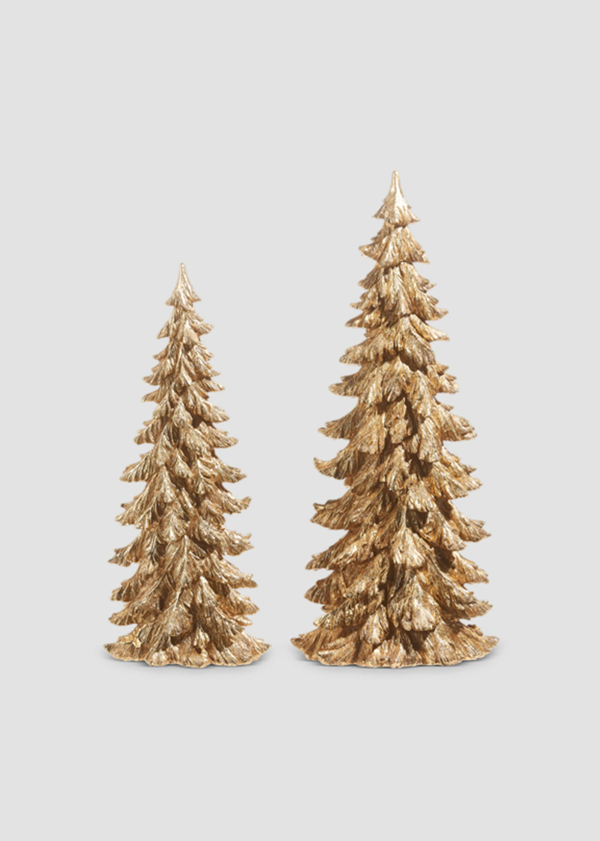 Set of 2 Gold Resin Mini Tabletop Christmas Trees - 18-22.5 | Afloral
