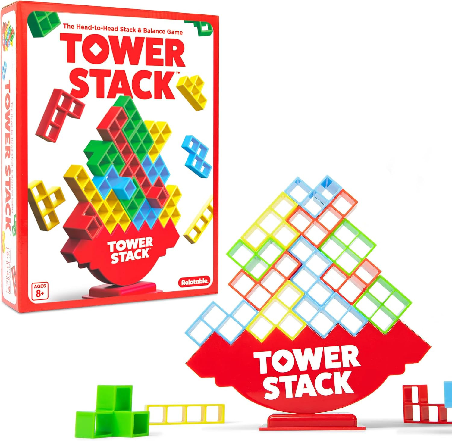 Tower Stack - Head to Head Stacking Challenge, Games for Kids 8-12, Family Games for Kids and Adults by Relatable | Amazon (US)