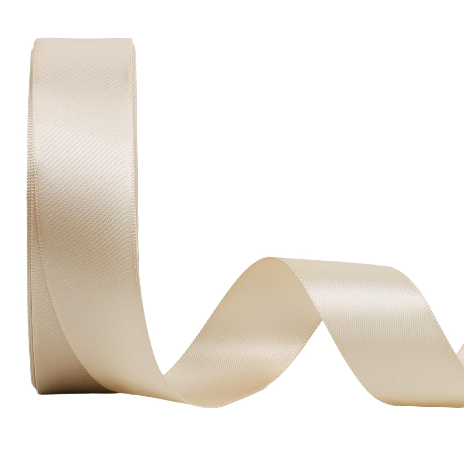 LaRibbons 1 Inch 25 Yard Double Faced Satin Ribbon,Nude Beige Satin Craft Fabric Ribbon for Gift ... | Amazon (US)