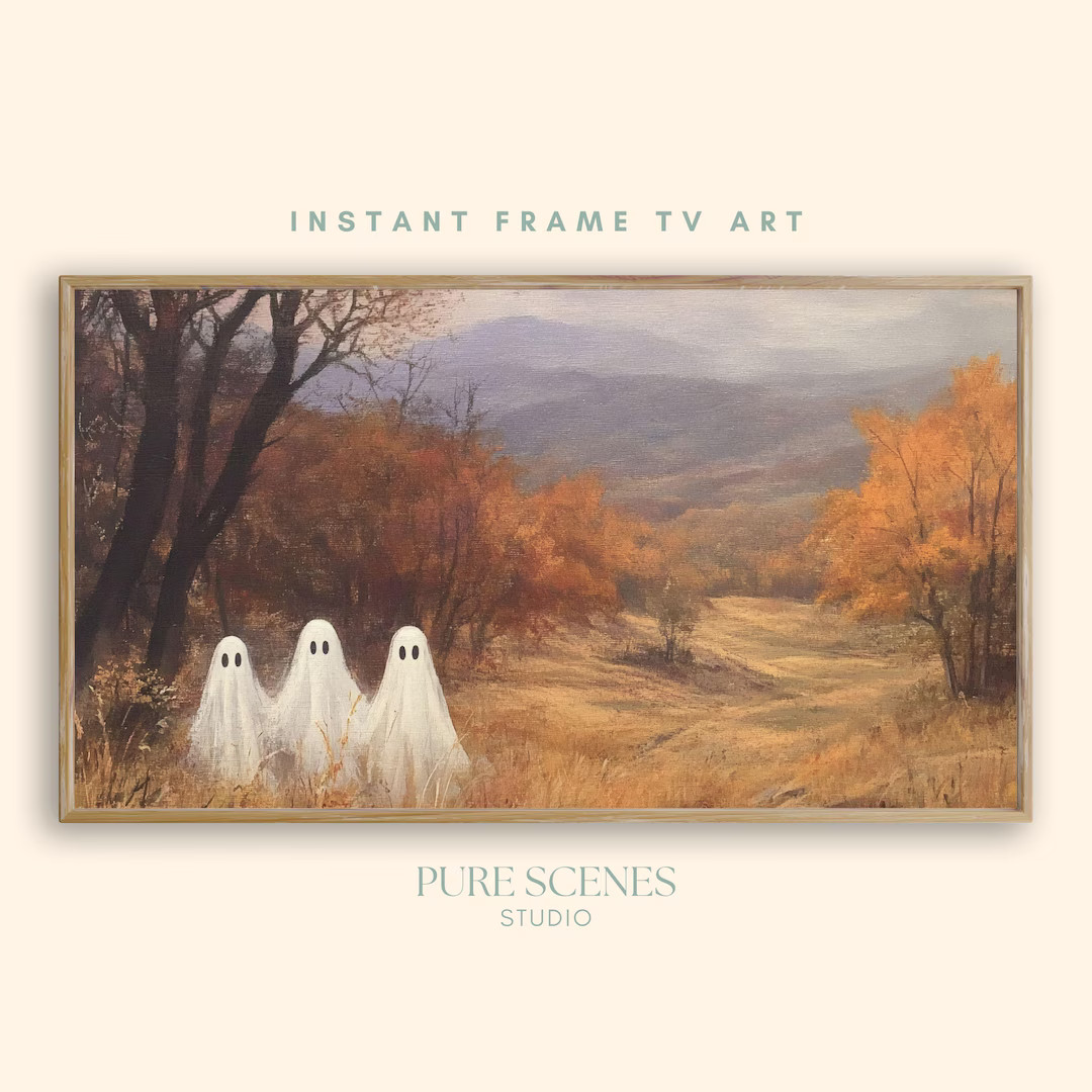 Halloween Frame TV Art Vintage Ghost Family Painting Autumn Fall Colors Samsung Frame TV Art Spoo... | Etsy (US)