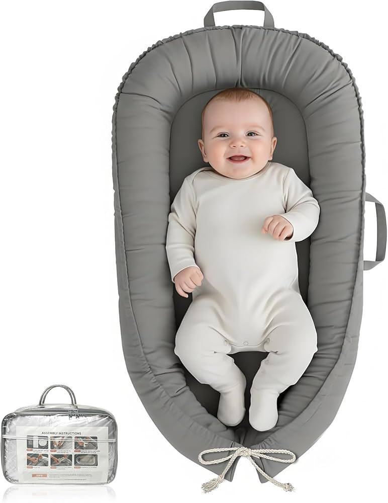 Baby Lounger - Infant Lounger for Newborn 0-24 Months, Pure Cotton Breathable Baby Nest Lounger, ... | Amazon (US)