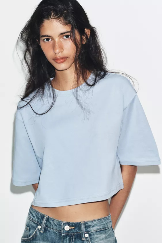 OVERSIZE CROP T-SHIRT | Zara UK