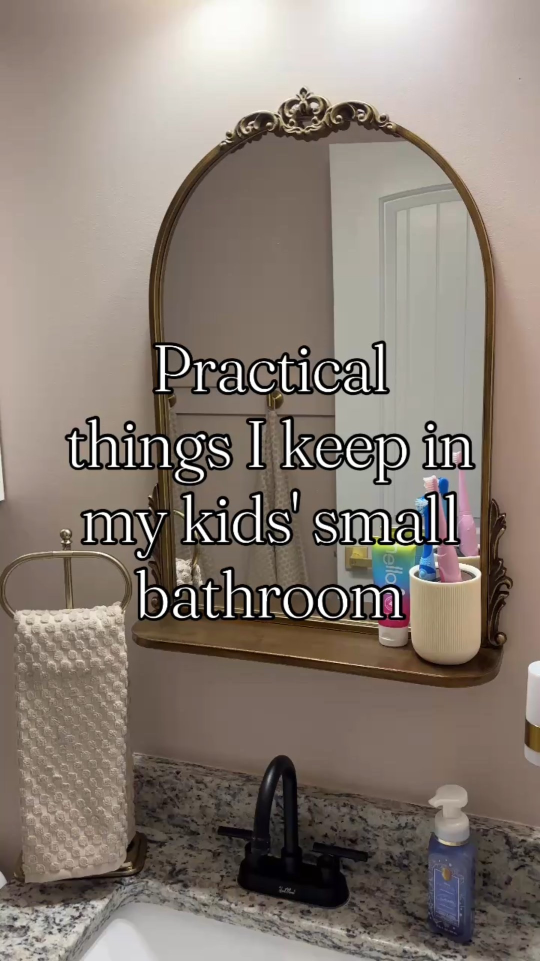 Small bathroom + kids = chaos… unless you’ve got the right storage hacks.
I’ve learned the hard way (🙃 my kids ripped a towel bar out of the wall more than once) that the right products make ALL the difference.

Here’s what I use to keep their tiny bathroom organized and actually functional:
✨ A countertop towel holder (because mounted ones don’t survive my kids)
✨ A mirror with a built-in shelf for extra storage
✨ Wall + door towel hooks for double the hanging space
✨ A folding step stool that tucks away when not in use
✨ A wall-mounted, silicone toilet brush (more hygienic + no wasted floor space)
✨ An expandable bath caddy with compartments that drains + holds toys
✨ A dimmable auto nightlight that adjusts when the light switches on/off

These little swaps keep things looking tidy and make it easier for my kids to stay independent in their own space.

Moms, if you’re working with a small bathroom too, these are game-changers. 🛁 Which one would save your sanity the most?

#momlife #bathroomorganization #smallbathroomideas #ltkhome #storagehacks #organizationformoms