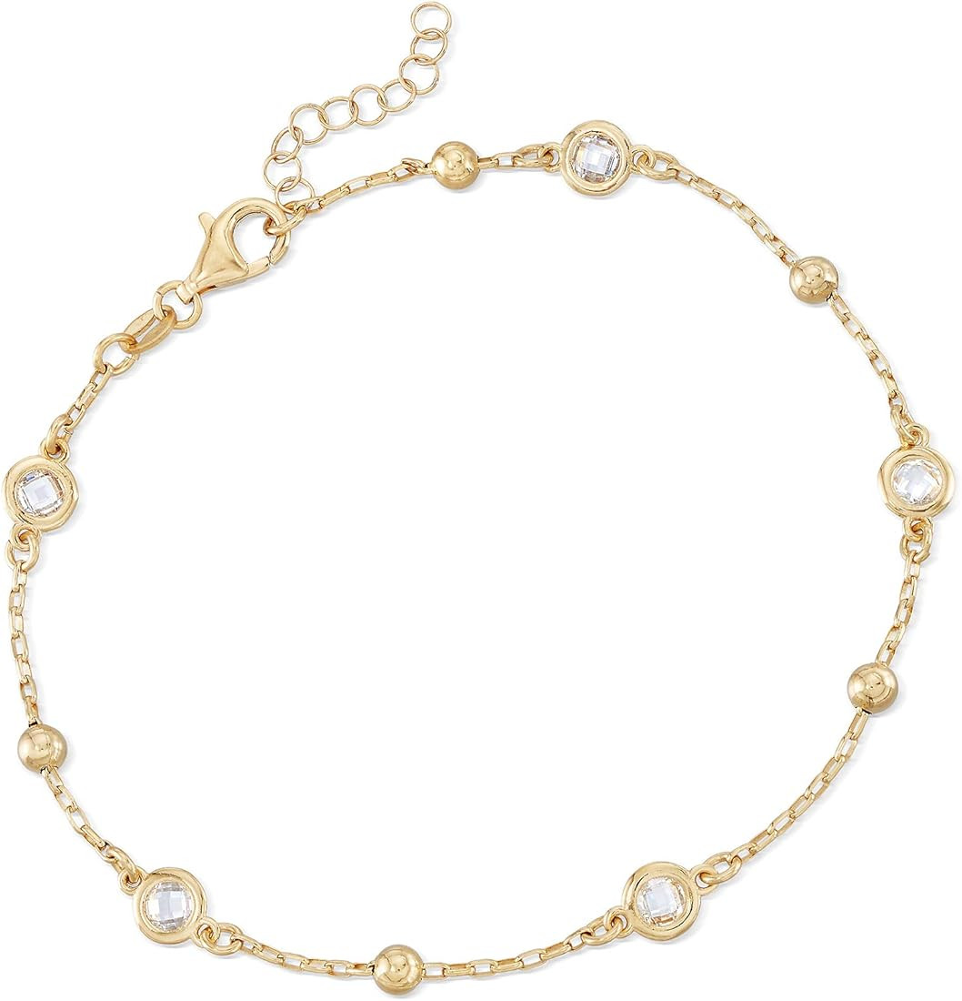 Ross-Simons Italian 1.15 ct. t.w. Bezel-Set CZ Station Anklet | Amazon (US)