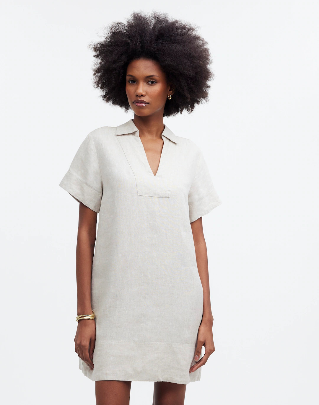 V-Neck Mini Dress in 100% Linen | Madewell