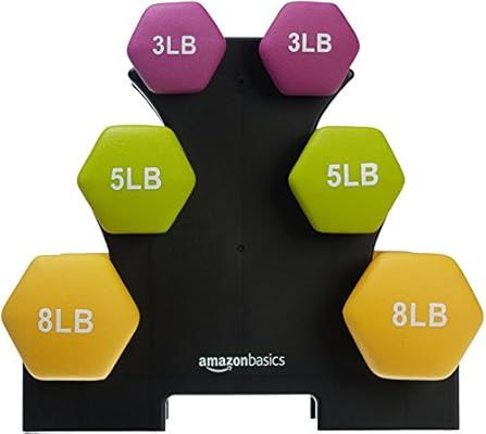 AmazonBasics Neoprene Workout Dumbbell Hand Weights, 32 Pounds Total, Purple/Green/Yellow - 3 Pai... | Amazon (US)