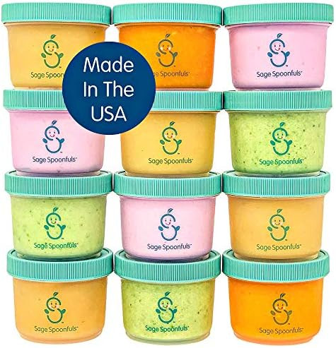 Sage Spoonfuls Big Batch Baby Food Storage Containers - 12-Pack of 4-Ounce Jars with Lids - Leakp... | Amazon (US)