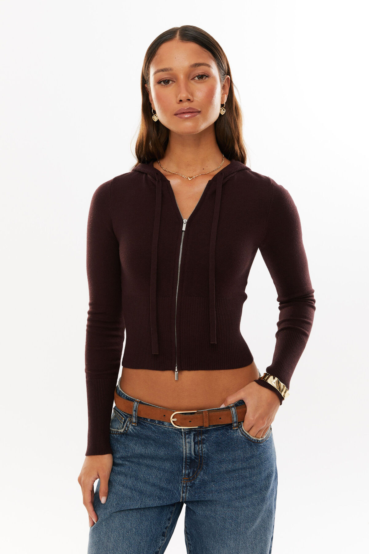 Katie Zip Through Knit Hoodie | Supre (AU & NZ)