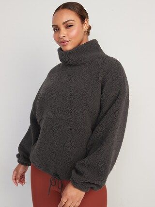 Cropped Sherpa Pullover Turtleneck Sweater for Women | Old Navy (US)