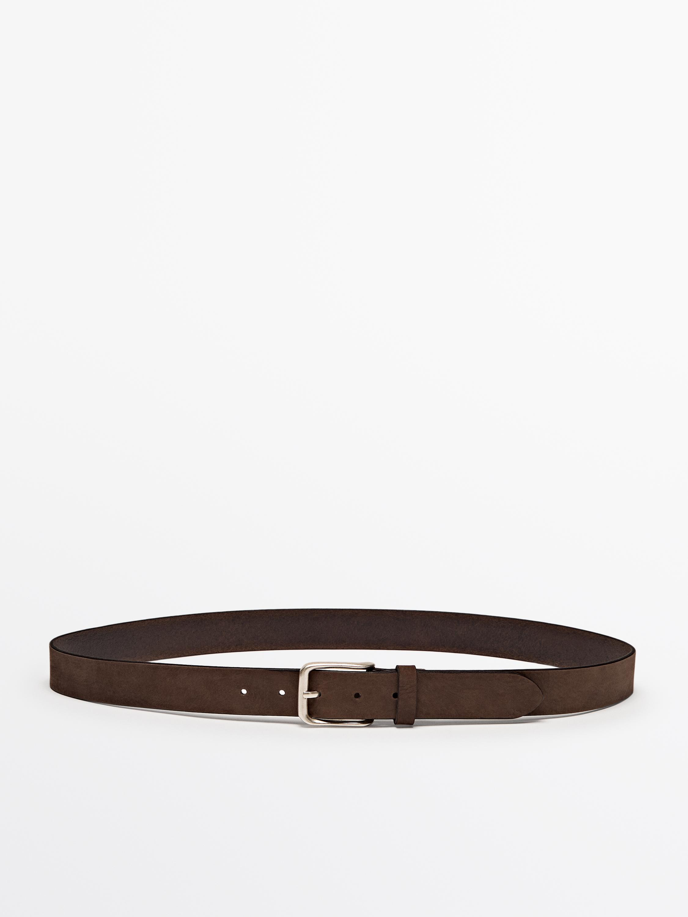 Leather belt with square buckle | Massimo Dutti UK
