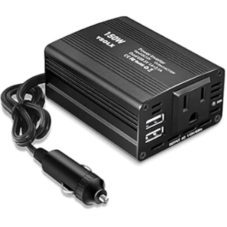 150W Power Inverter 12V DC to 110V AC Car Plug Adapter Outlet Converter with 3.1A Dual USB AC car Ch | Amazon (US)