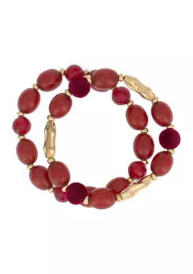 Berry Gold Beaded Stretch Bracelet Set | Belk