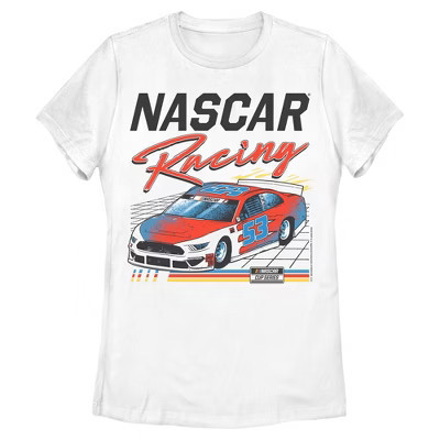 Womens NASCAR Racing Car 53 Retro Grid T Shirt - White - X Large | Target