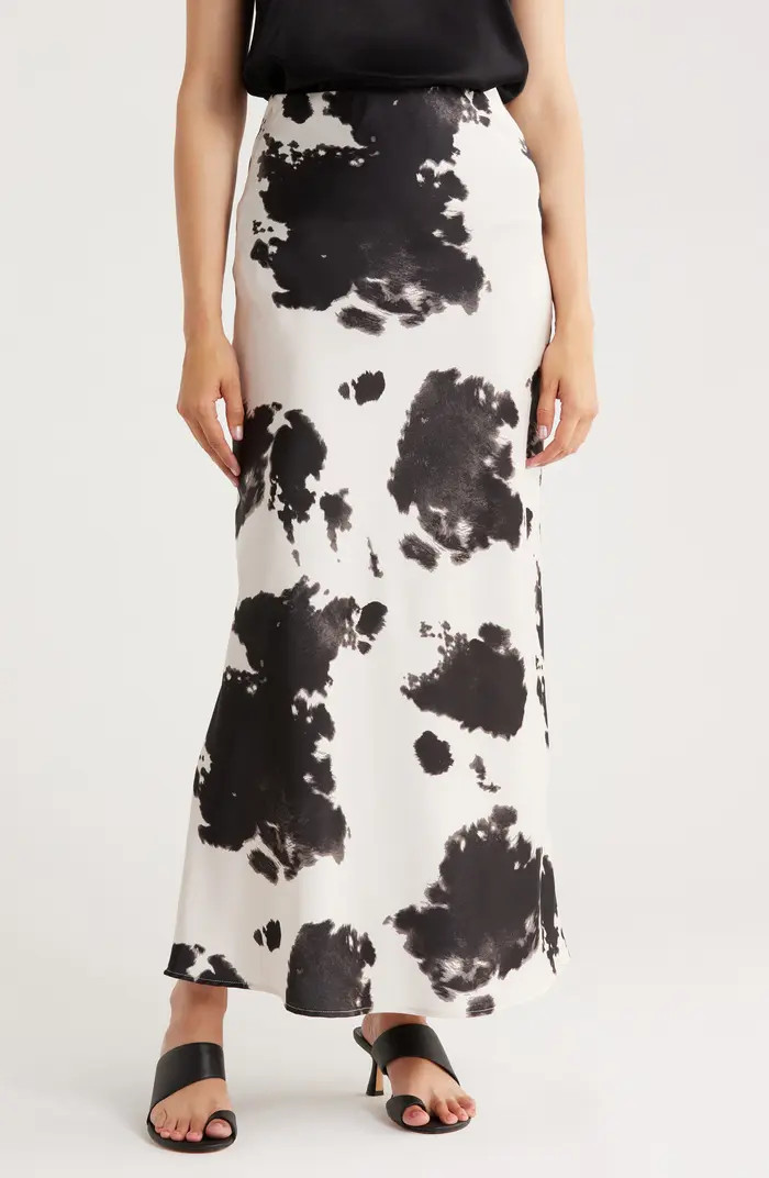 Renee C Cow Print Satin Maxi Skirt | Nordstromrack | Nordstrom Rack