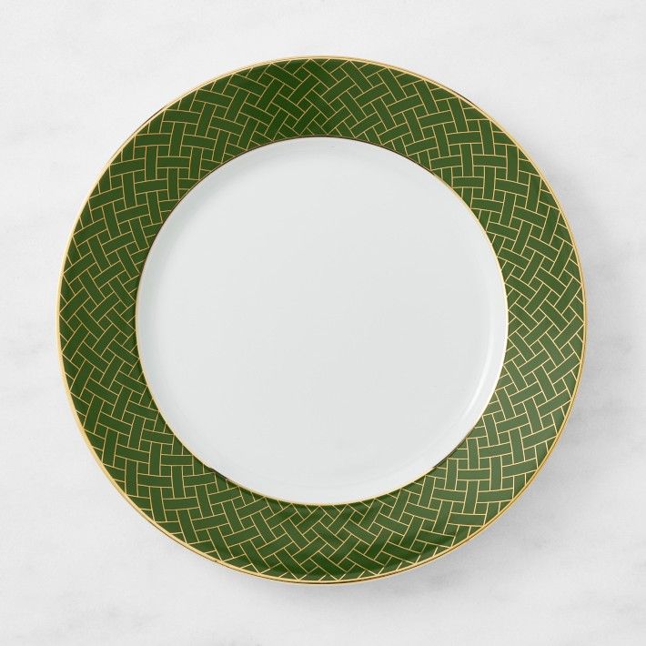 Garden Lattice Dinner Plates, Green Rim | Williams-Sonoma