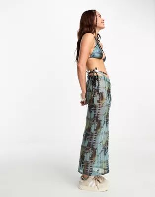 COLLUSION renaissance print knitted skirt in blue | ASOS (Global)