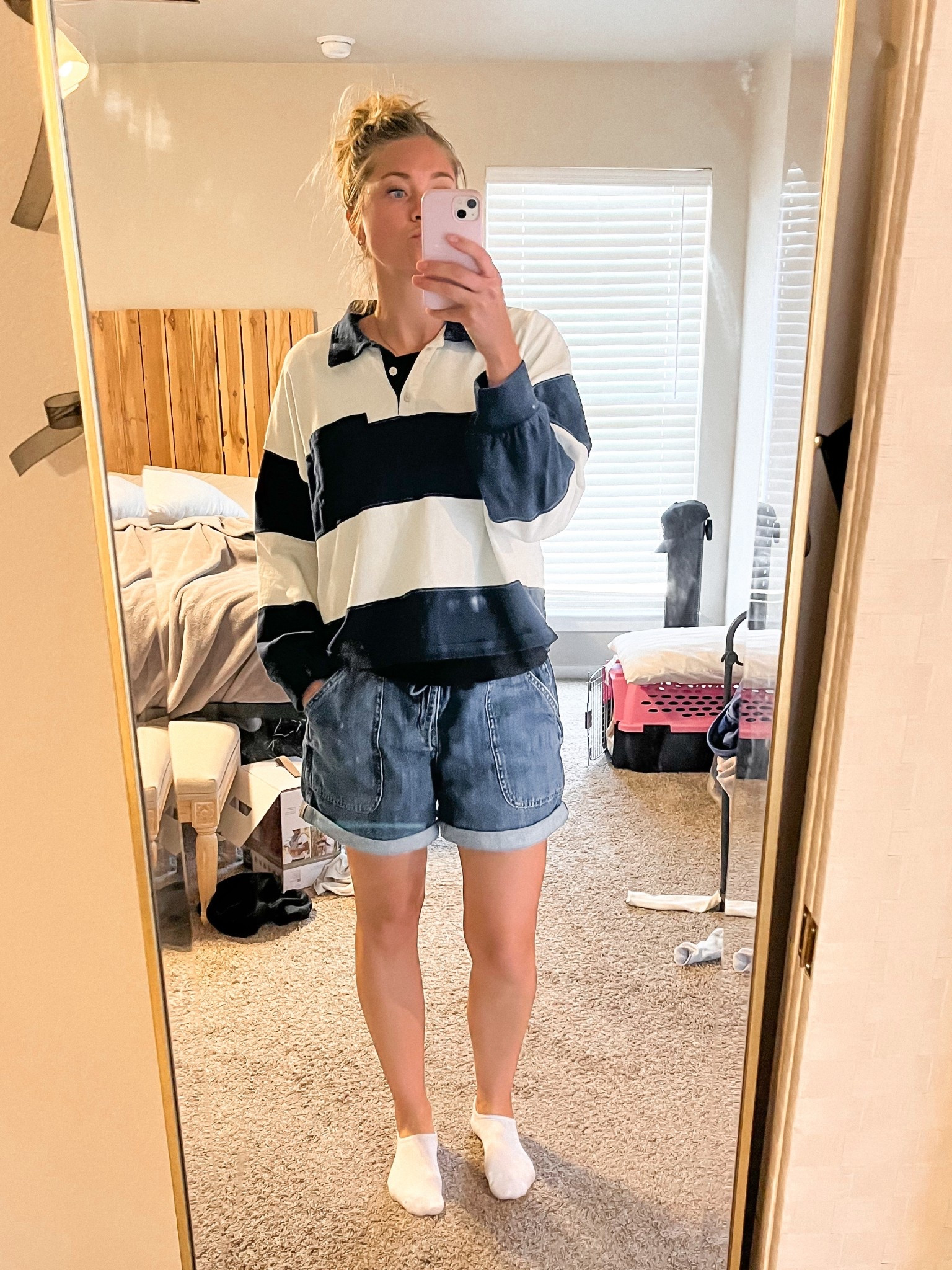 All thrifted but linked similar and affordable options.

I’ve been LIVING in these paper bag shorts that are originally from Maurice’s and threw on this rugby top from Madewell. 

Denim shorts and sweatshirts or hoodies are my uniform in the spring and summer bc it’s so hot outside but chilly once you step inside. Anyone else?

#LTKSeasonal #LTKStyleTip #LTKFindsUnder50