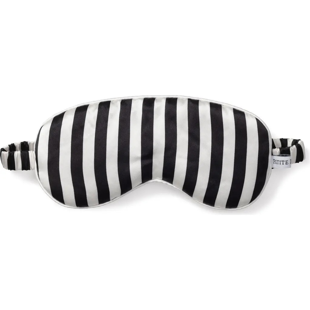 Petite Plume Bengal Stripe Silk Sleep Mask in Black at Nordstrom | Nordstrom