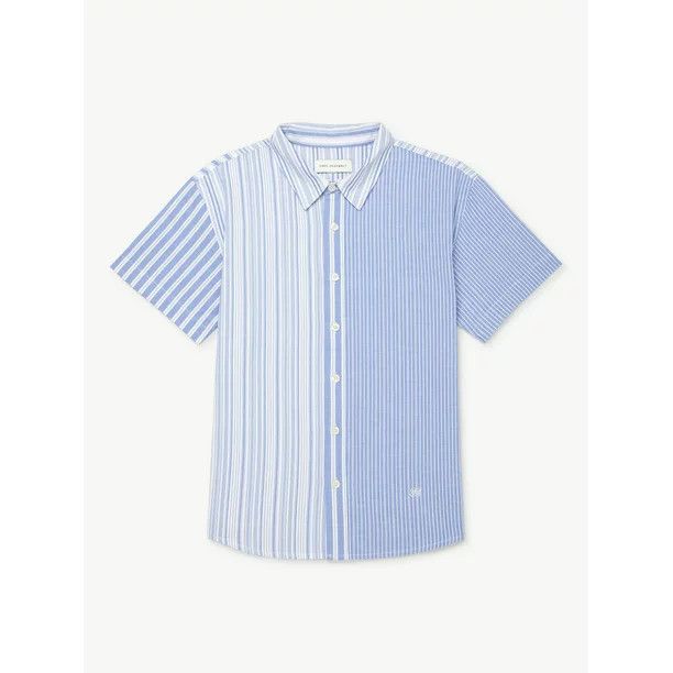 Free Assembly Boys Short Sleeve Blanket Stripe Button Down Shirt, Sizes 4-18 | Walmart (US)