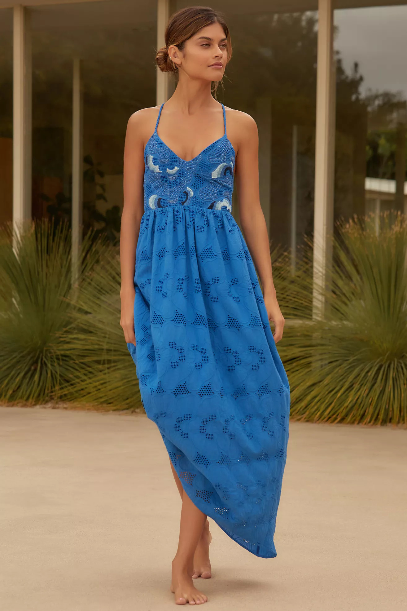 Maaji Bridget Embroidered Eyelet Midi Dress | Anthropologie (US)