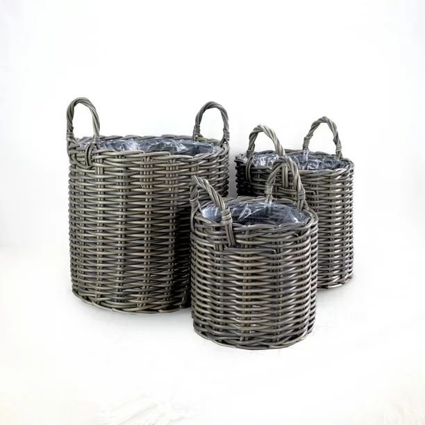Catleza Wicker Multi-purposes Basket with handler in Gray (3-Pc) | Walmart (US)