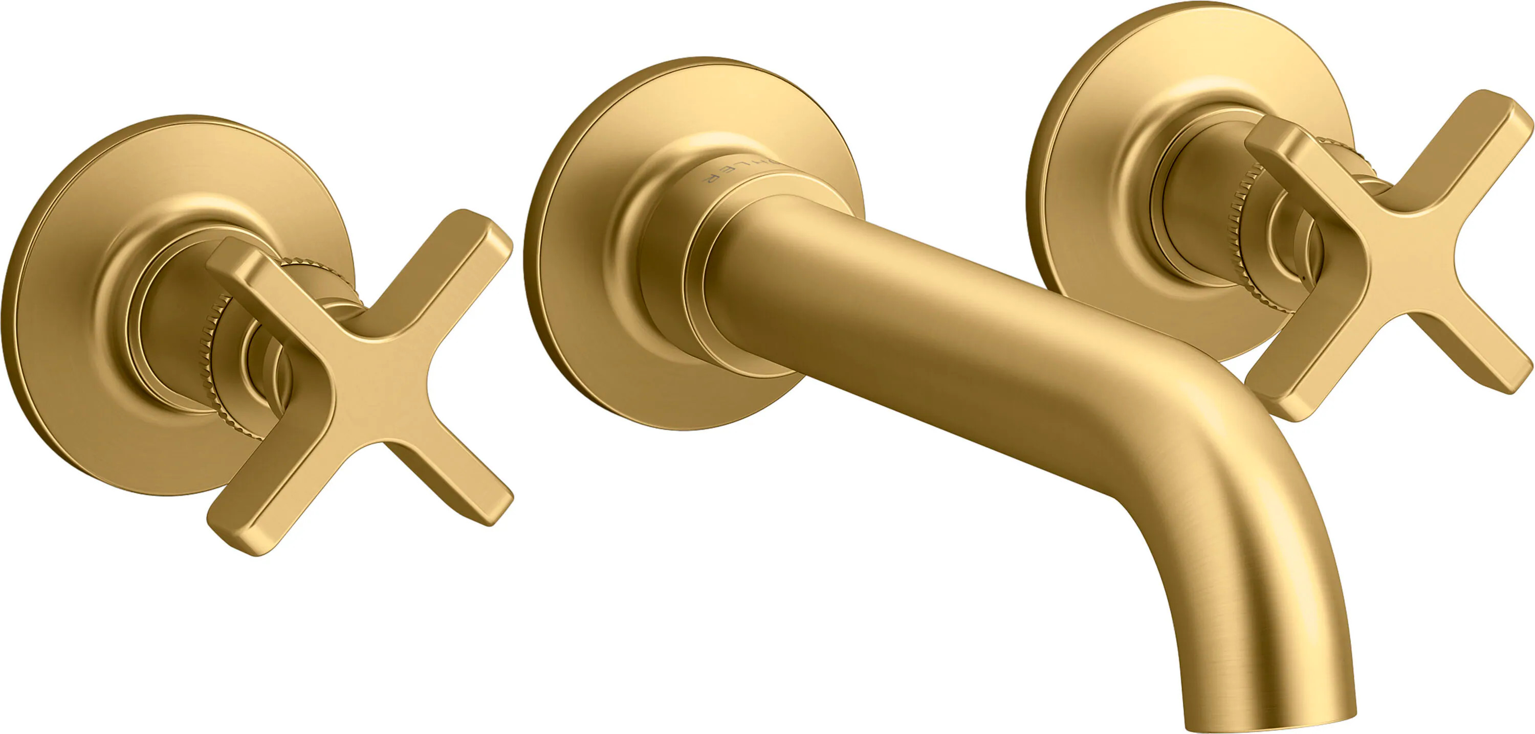 KOHLER Castia by Studio McGee Vibrant Brushed Moderne Brass 2-handle Wall-mount Low-arc Bathtub Faucet | T35910-3-2MB | Lowe's