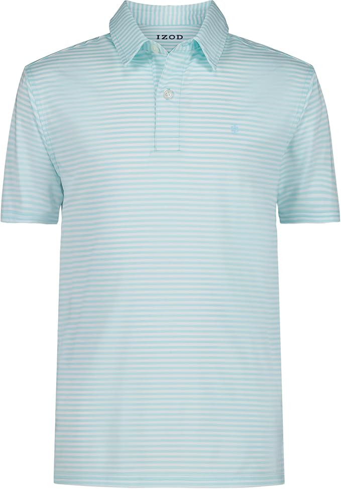 Izod Boys' Performance Golf Grid Short Sleeve Stretch Collared Polo Shirt | Amazon (US)