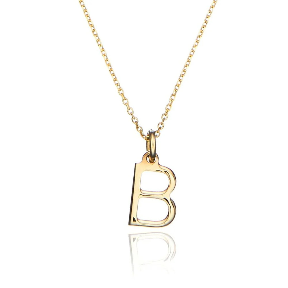 Solid Gold Initial Letter Necklace | Lily & Roo