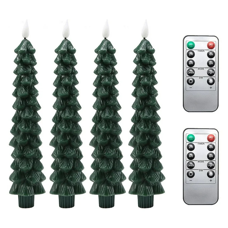 Christmas DecorationLED Flameless Taper Candles Battery Operated with Remote and Timer Set of 4 C... | Walmart (US)