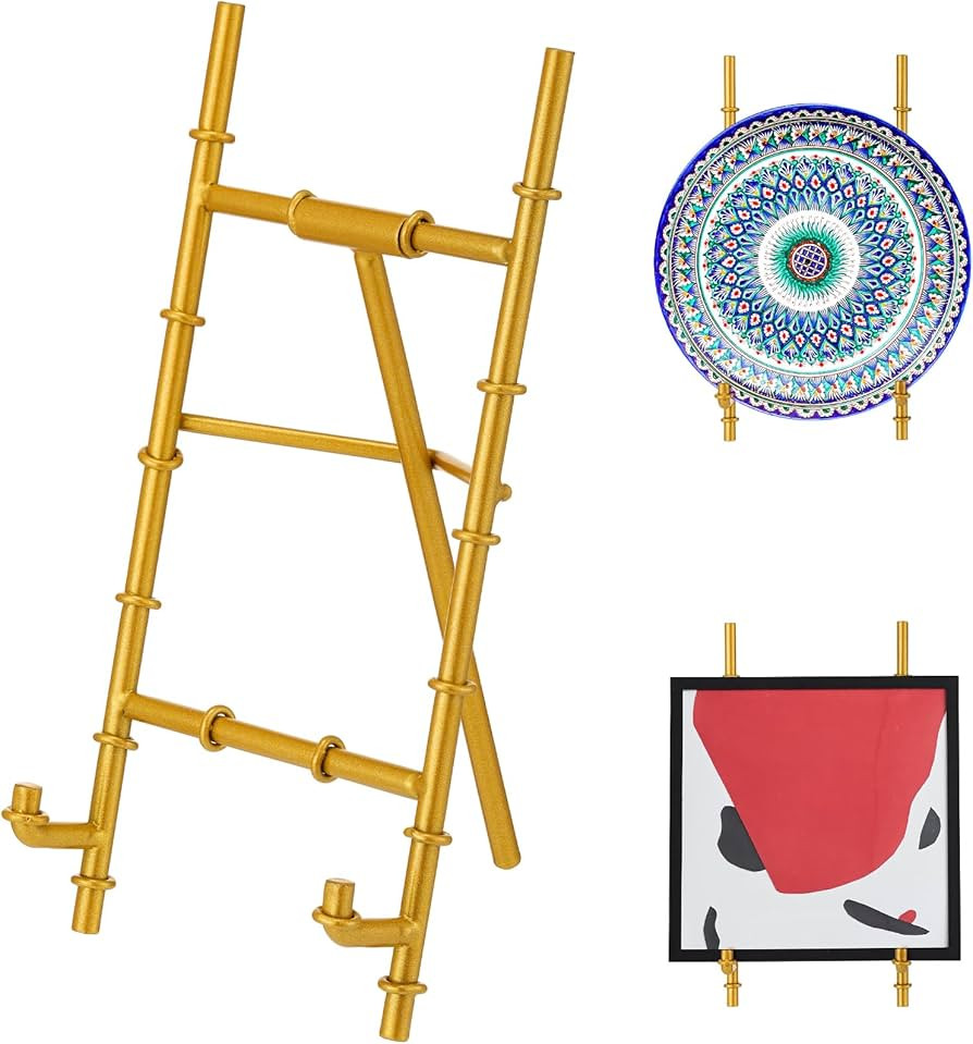 MorningRo Gold Metal Table Top Easel 8 x 4 x 4.5 Inch Gold Bamboo Easel Stand for Display Metal T... | Amazon (US)