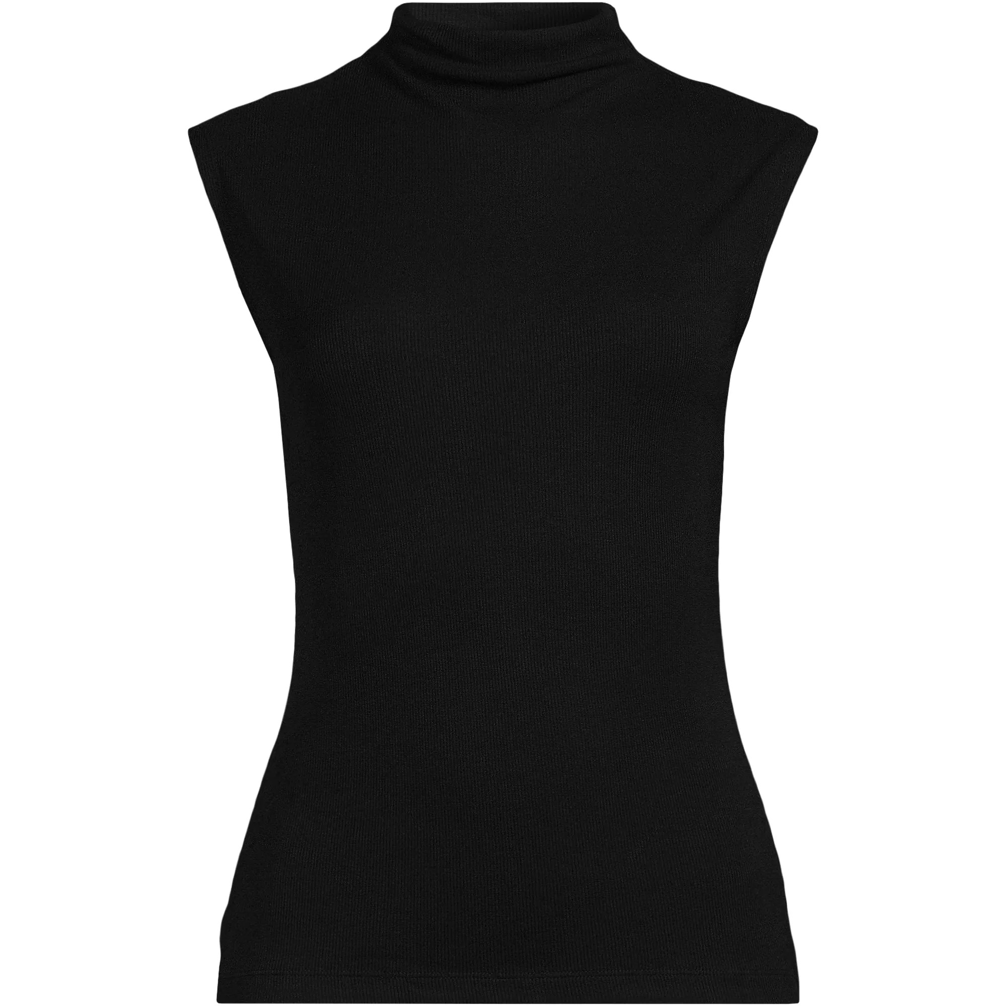 Women's Plus Size Cap Sleeve Drapey Rib Fitted Funnel Neck Tank | Lands' End (US)
