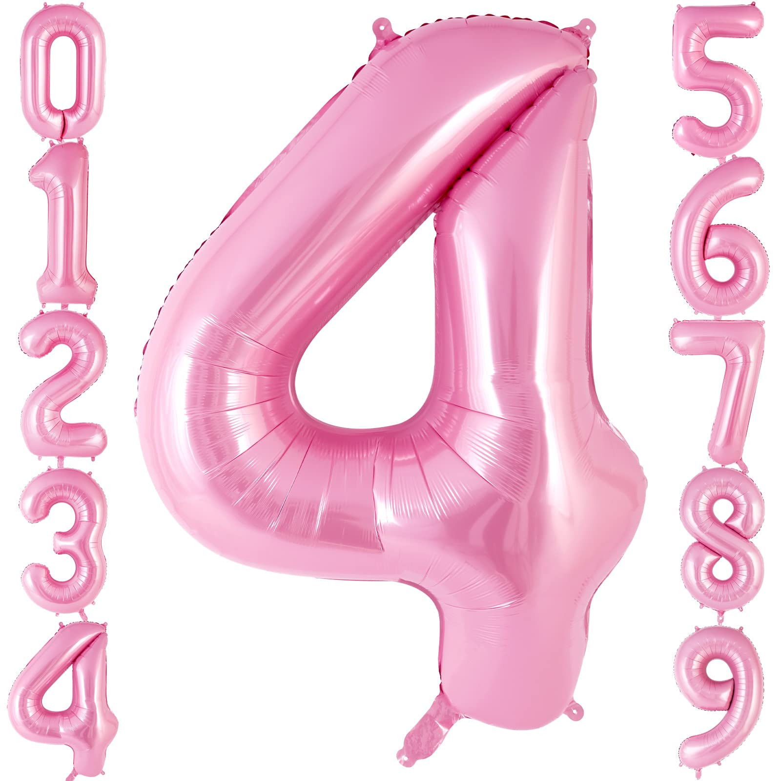 Pink Number 4 Balloon 40 Inch, Big Large Foil Helium Number Balloons, Jumbo Giant Mylar Number 4 ... | Amazon (US)