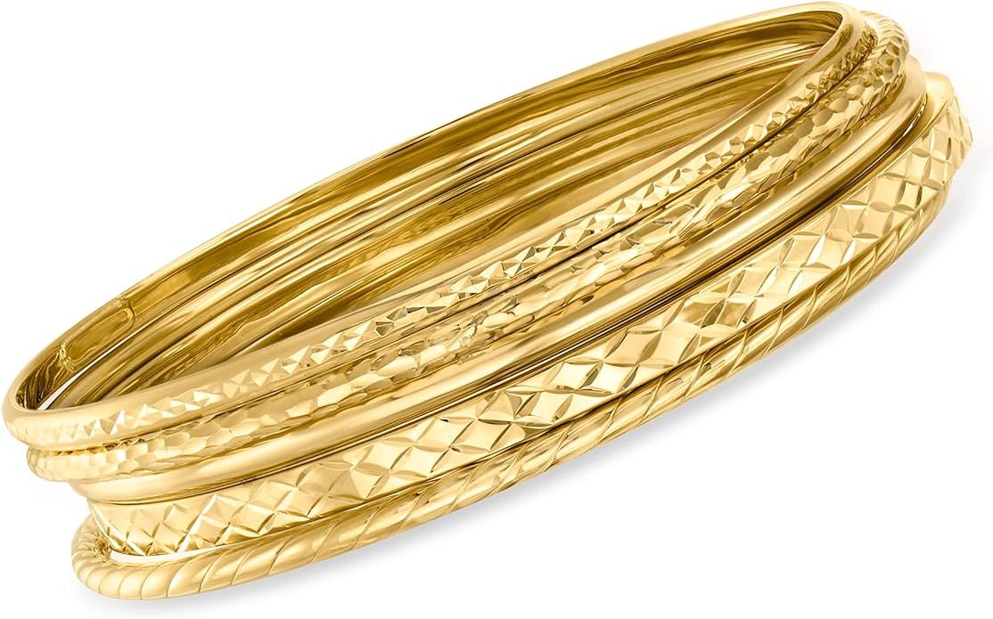 Ross-Simons 18kt Gold Over Sterling Jewelry Set: Five Textured Bangle Bracelets | Amazon (US)