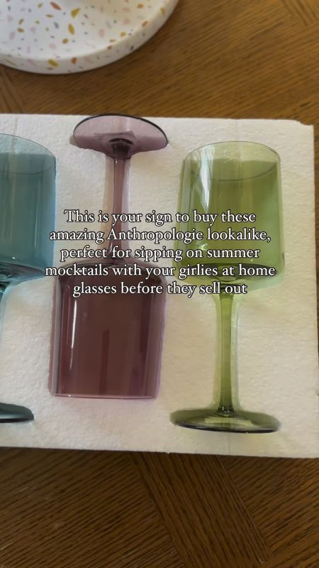 Dreamiest hand blown wine glasses in the prettiest colors that look 👀 just like Anthropologie but for a fraction of the price! So gorgeous, great quality, hand wash. Makes a fabulous Mother’s Day, wedding or graduation present! 

#LTKGiftGuide #LTKparties #LTKhome