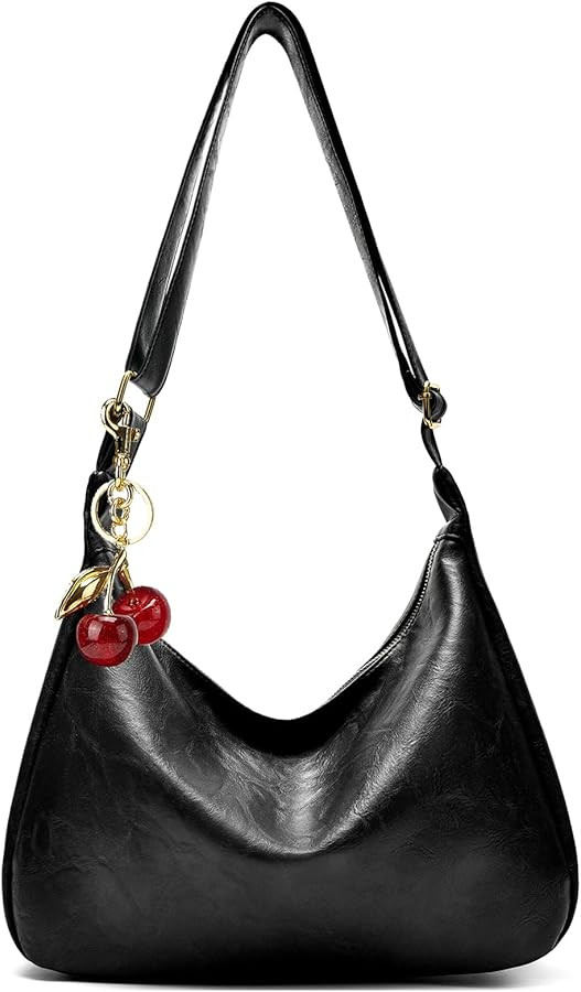 Hobo Bags for Women Leather,Foldable Slouchy Shoulder Purse Crossbody Handbag,Soft Vegan Brown To... | Amazon (US)