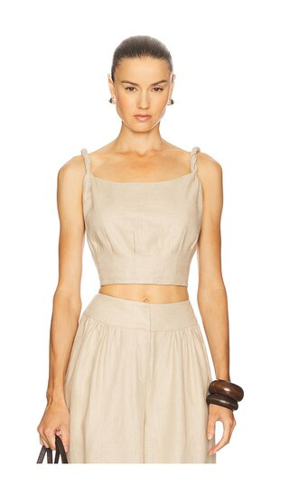Harlow Linen Top in Flax | Revolve Clothing (Global)